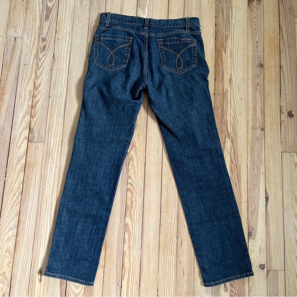 Vintage Calvin Klein Jeans dark blue wash straight leg jeans stretchy material - Picture 10 of 12